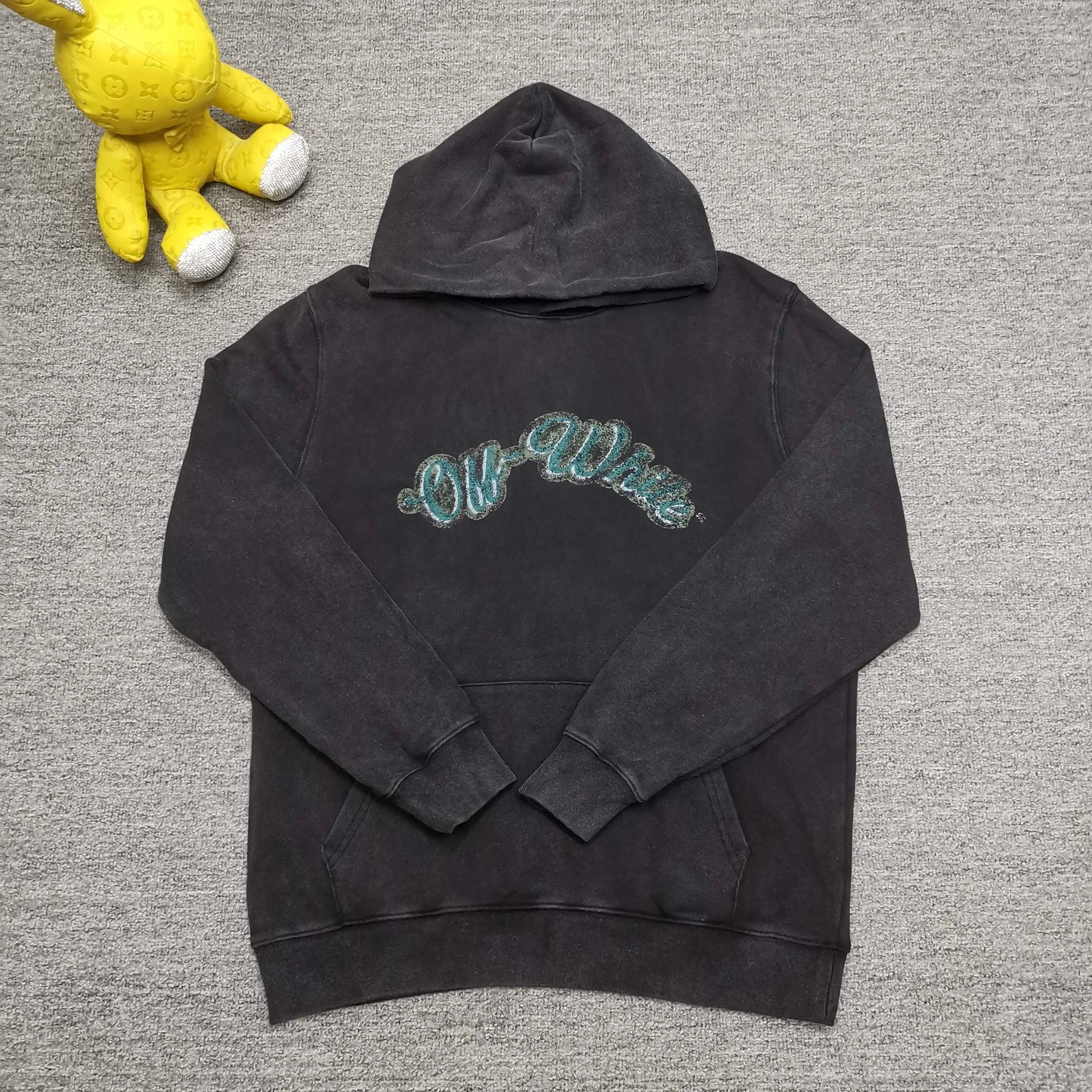 off white 25ss religious portrait oil painting 460g washed hooded sweatshirt Color: washed black Size: S M L XL P410